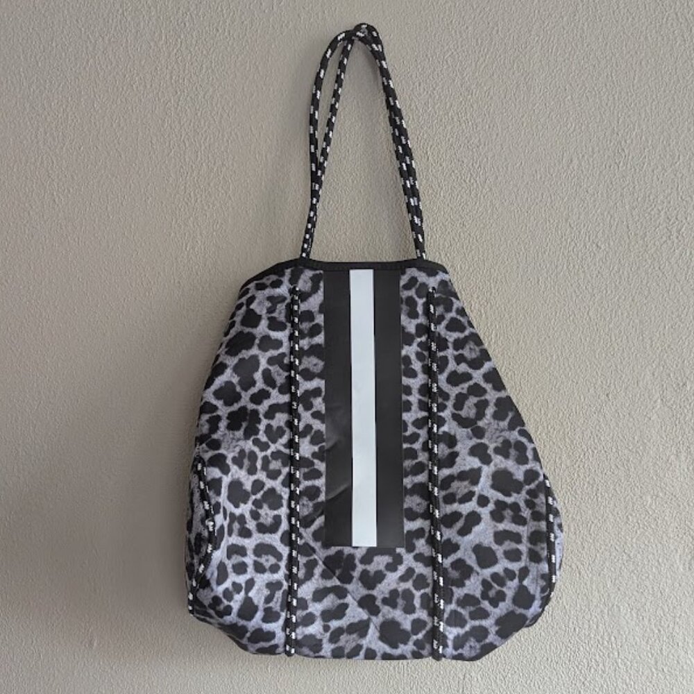 Girlie Girl Originals Leopard Neoprene Tote Bag | Black & White Stripe